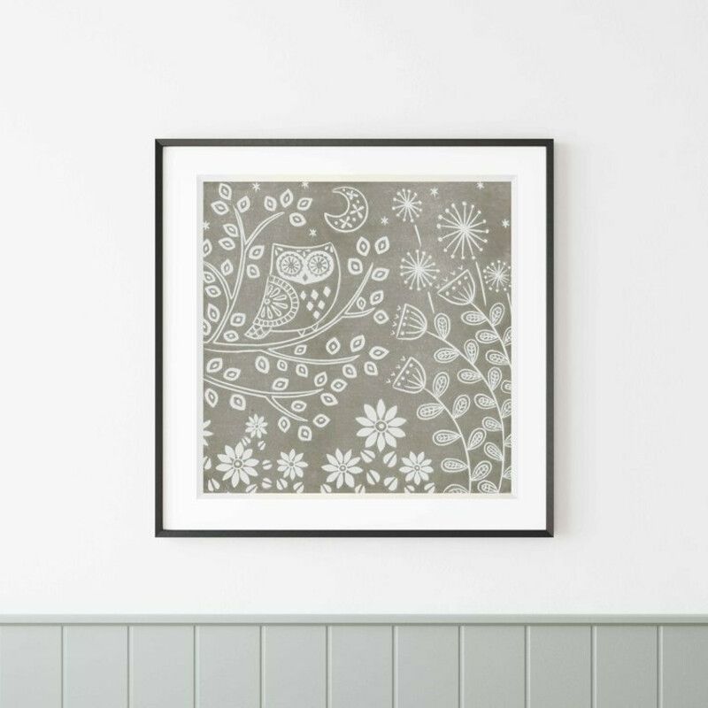 Kristina Owl Linocut Print - Grey