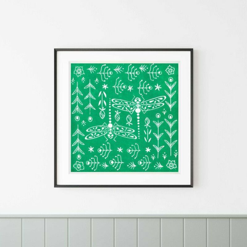 Trollslander Linocut Print - Green