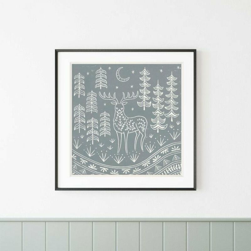 Thomas Elk Linocut Print - Grey