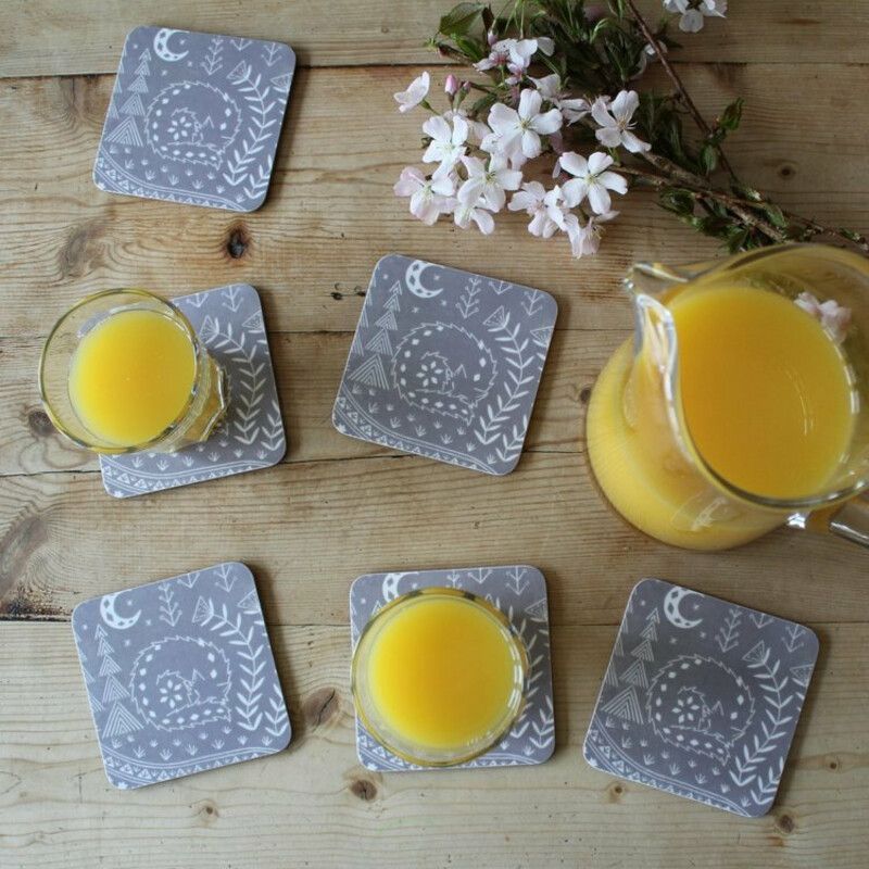 Set of 6 Connor Wolf Coasters - Grey
