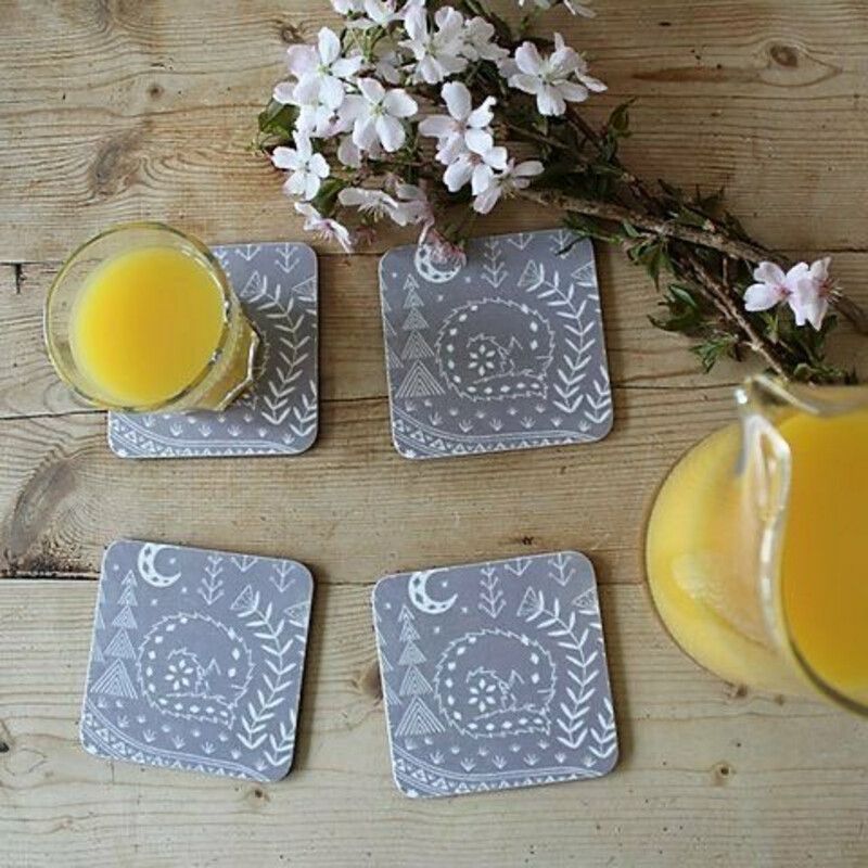 Set of 4 Connor Wolf Coasters - Grey
