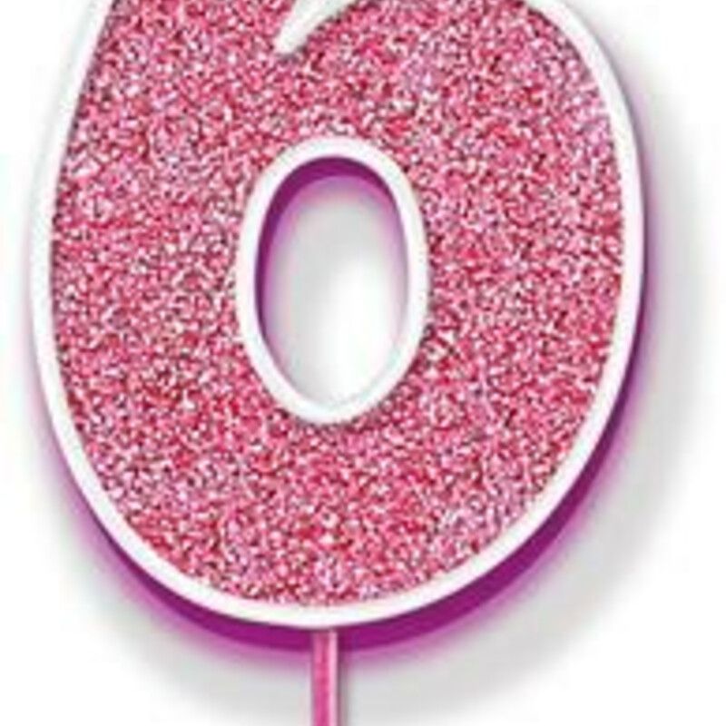 Sparkling Pink Birthday Candle Age 5 6 7 8 9 