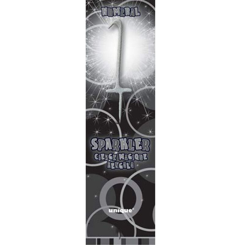 Sparkler Silver Birthday Candle Numbers Age 0 1 2 3 4