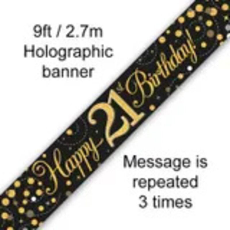 Black and Gold Birthday Banner 40 50 60 70 80th Birthdays