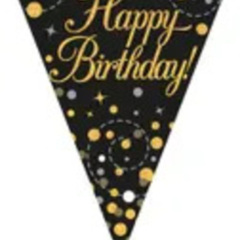 Black and Gold Birthday Bunting 18 21 30 40 Banners