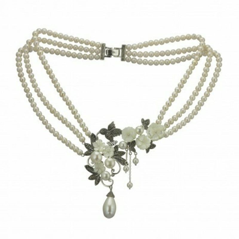 Freshwater Pearl and Marcasite Necklace
