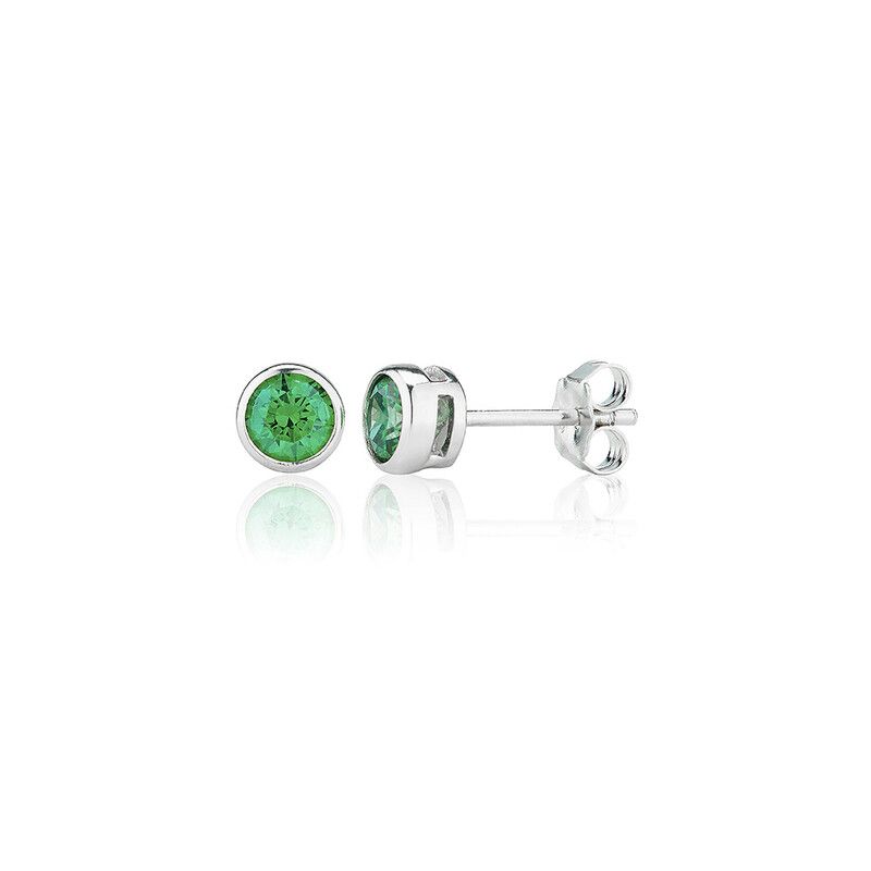 Swarovski Sterling Silver and Green Zirconia Stud Earrings. 