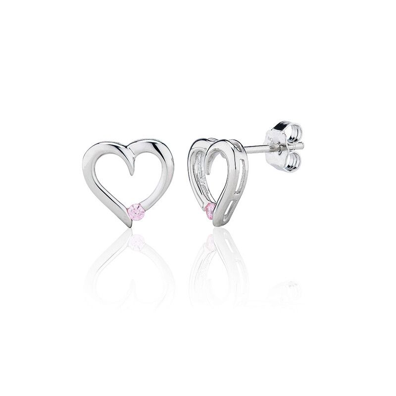 Swarovski Zirconia  silver heart earrings.
