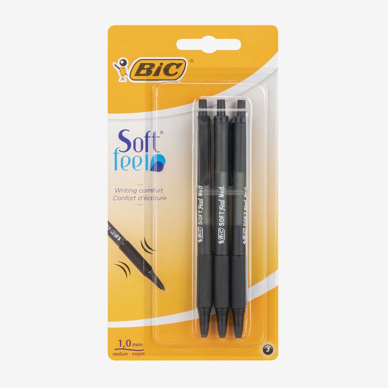 Bic Soft Feel Ballpoint 1.0mm Pen 3 Pack