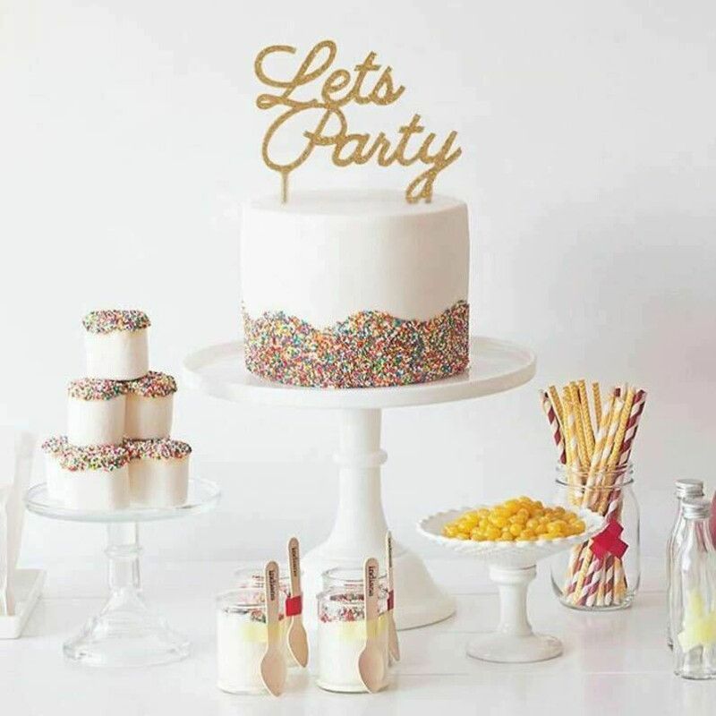 Let's Party Cake Topper Gold