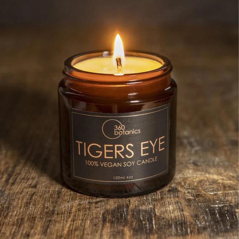 Tigers Eye - Smokey Leather & Tobacco Scented Soy Candle