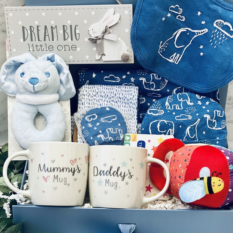 New Parents & Baby Gift Box - Blue Elephant Large