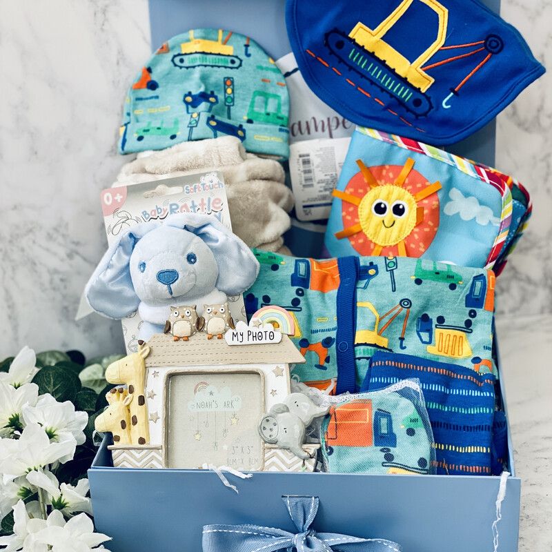 New Baby Boy Gift Box - Blue Digger