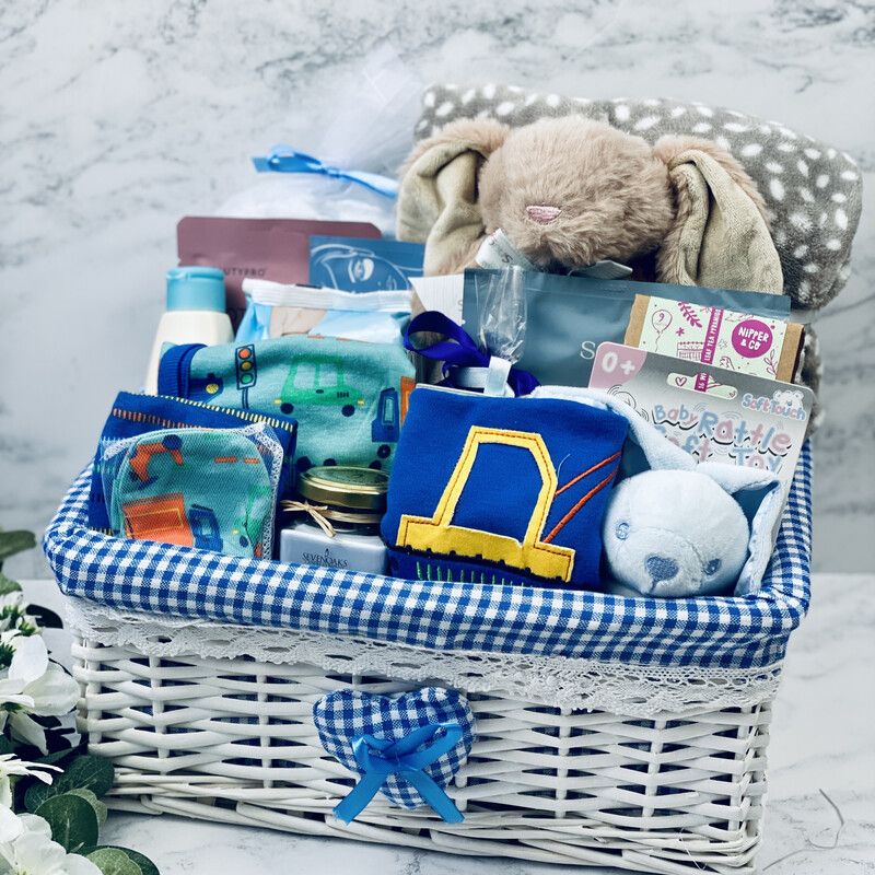 Baby Shower Gift Hamper Mummy To Be & New Baby Boy - Blue Digger