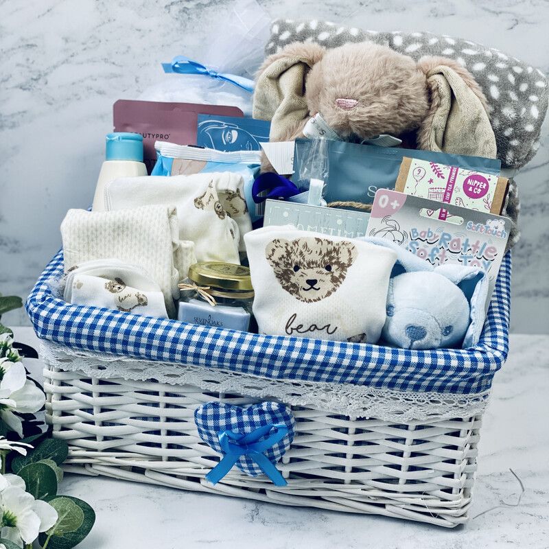 Baby Shower Gift Hamper Mummy To Be & New Baby Boy - Cream Teddy