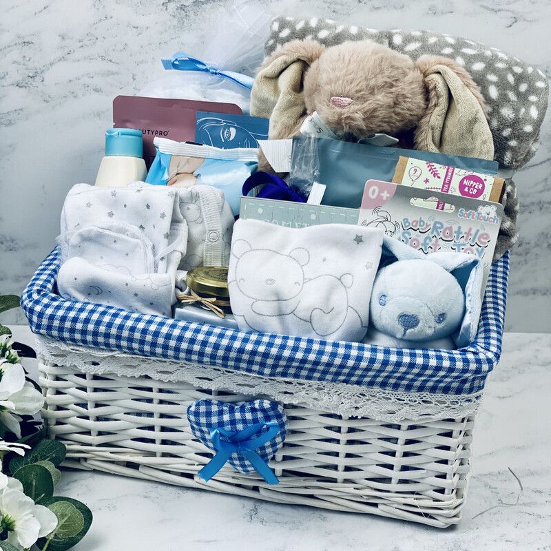 Baby Shower Gift Hamper Mummy To Be & New Baby Boy - White Bear