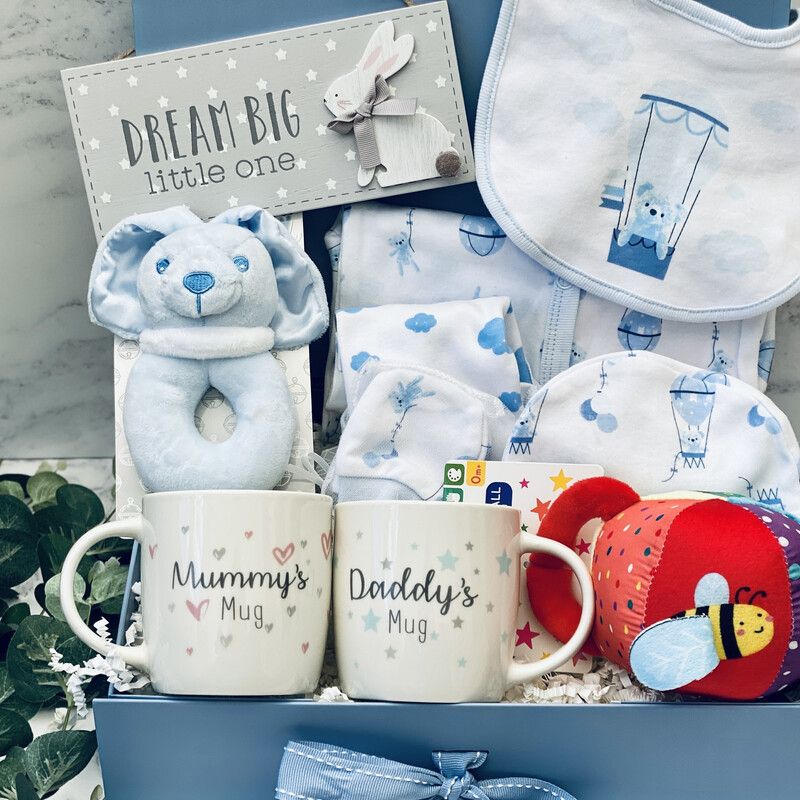 New Parents & Baby Gift Box - Blue Teddy Large