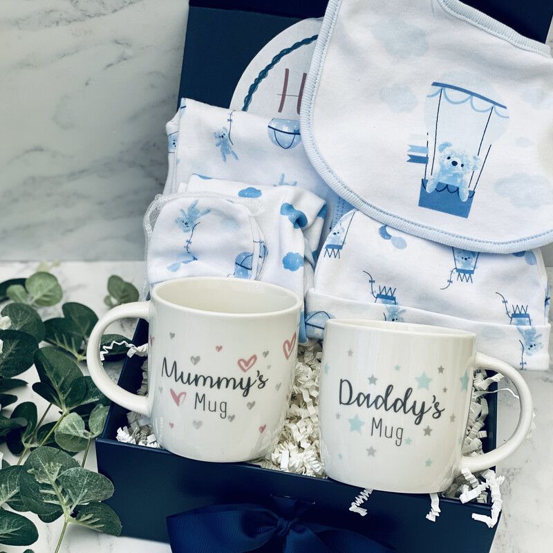 New Parents & Baby Gift Box - Blue Teddy Original