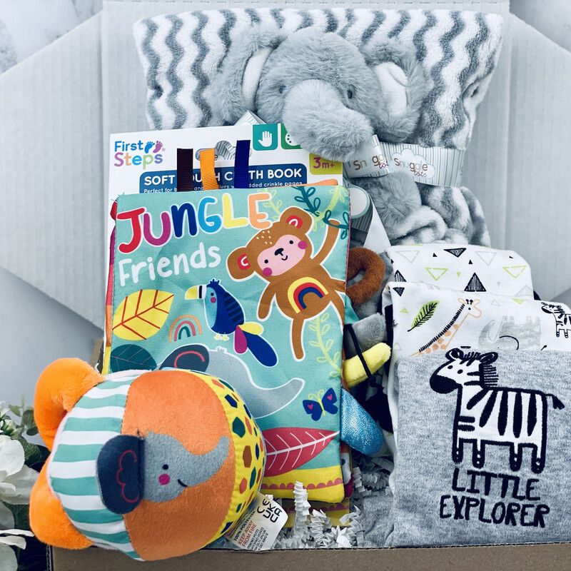 New Baby Boy Jungle Theme Gift Box