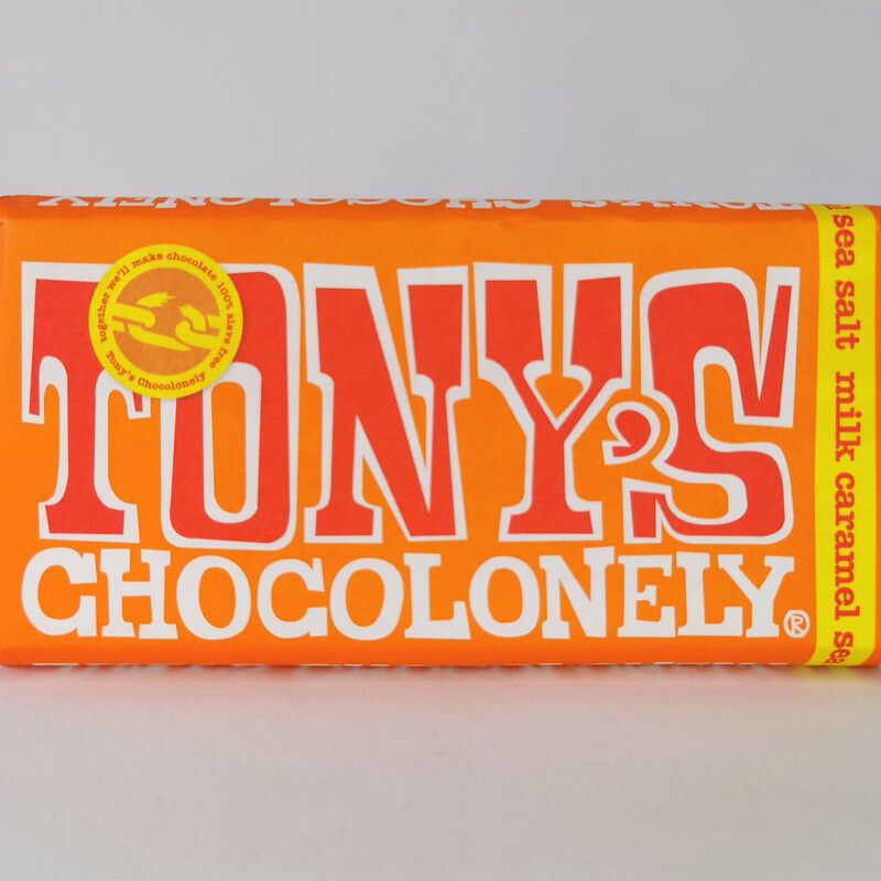 Tony’s Chocolonely Milk Caramel Sea Salt 32% Chocolate Bar 180g