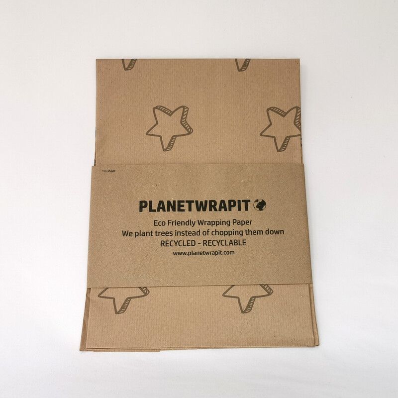 PlanetWrapIt Recycled Kraft Gift Wrap Sheet – Wish Upon a Star