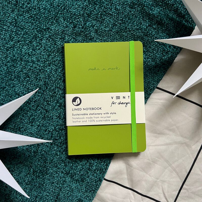 VENT For Change Recycled Leather A5 Lined Notebook – Green