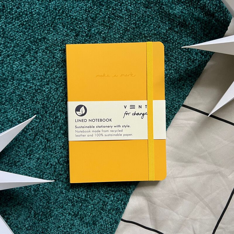 VENT For Change Recycled Leather A5 Lined Notebook – Mustard Yellow