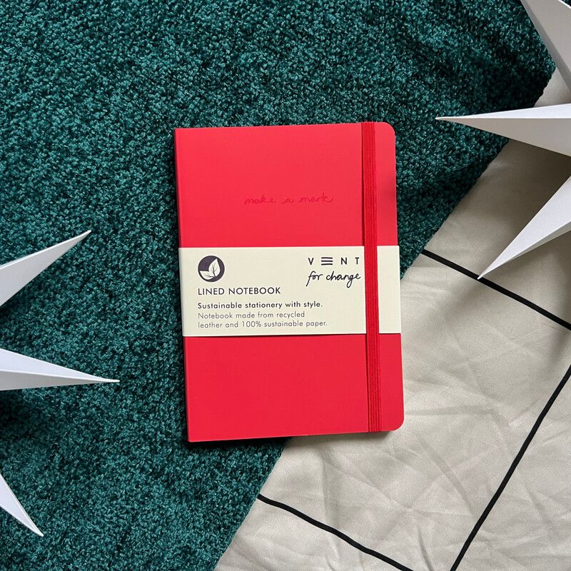 VENT For Change Recycled Leather A5 Lined Notebook – Red