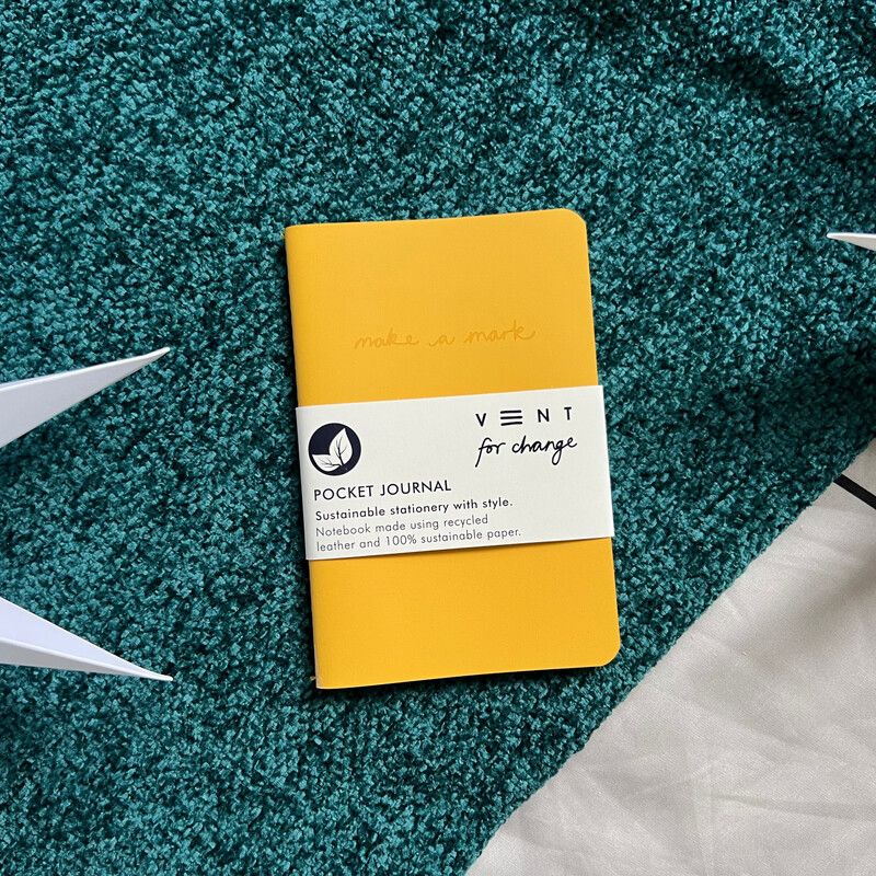 VENT For Change Recycled Leather Pocket Notebook Journal – Mustard Yellow