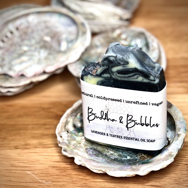 Handmade Luxury Teatree & Lavender Cold Process Soap with Activated Charcoal
