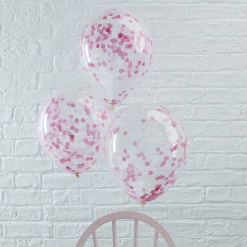 Pink Confetti Balloons Eco Friendly