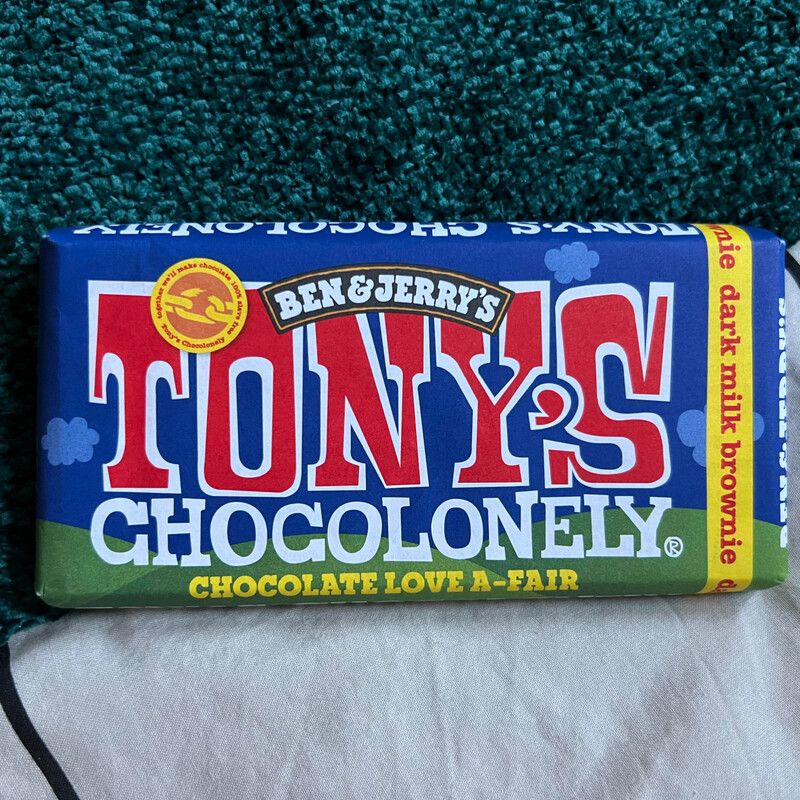 Tony’s Chocolonely x Ben and Jerry’s Dark Milk Brownie 42% Chocolate Bar 180g