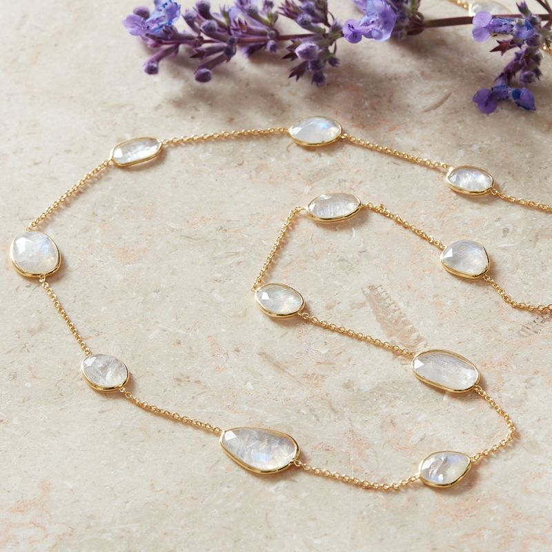 Moonstone Long Layering Necklace
