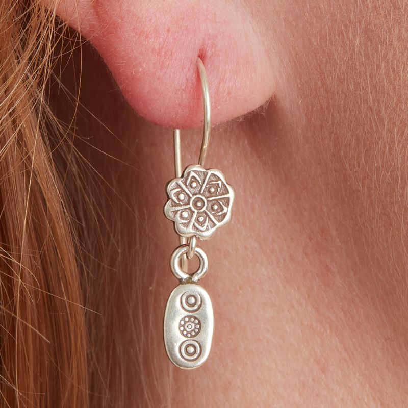 Silver ethnic boho style dangly earrings