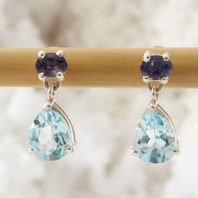Blue Topaz and Sapphire Earrings