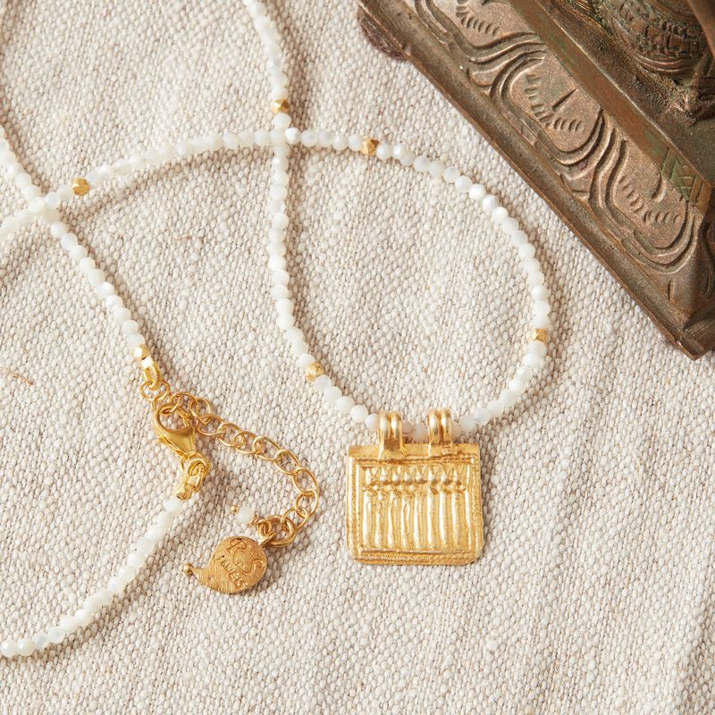 Pearl and Gold Indian Goddess pendant necklace