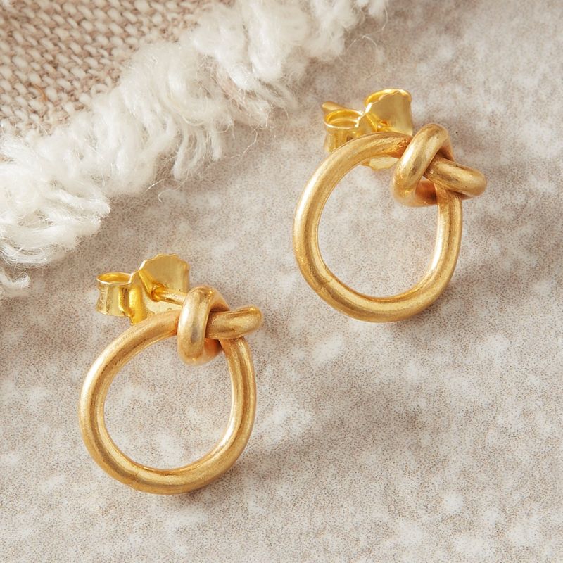 love knot gold on silver studs