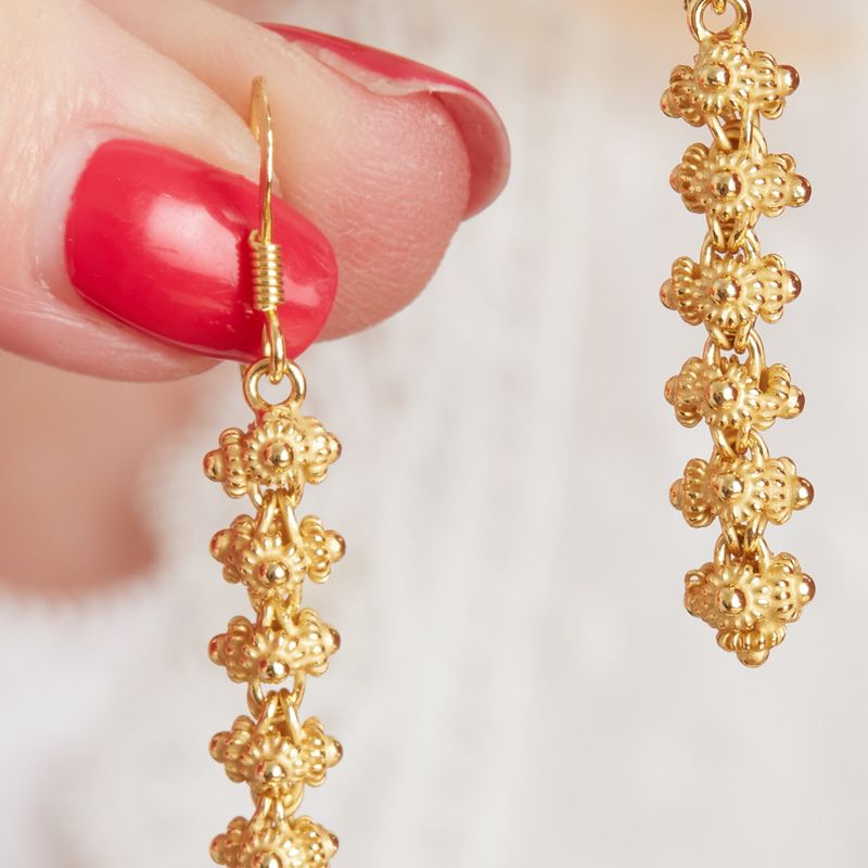 Dangly Gold Filigree Drop Earrings