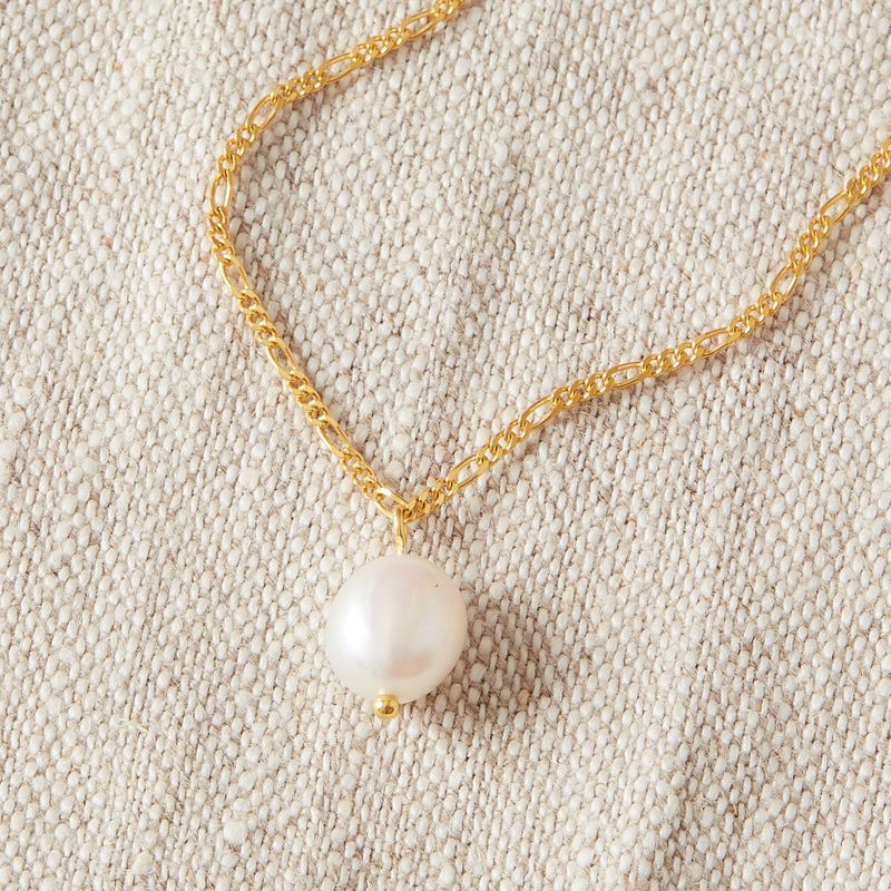 Solitaire Pearl Gold Chain Necklace