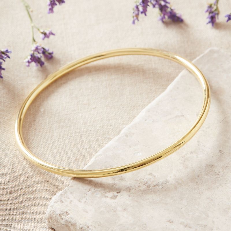 Smooth Yellow Circle Gold Plated Sterling Silver Bangle