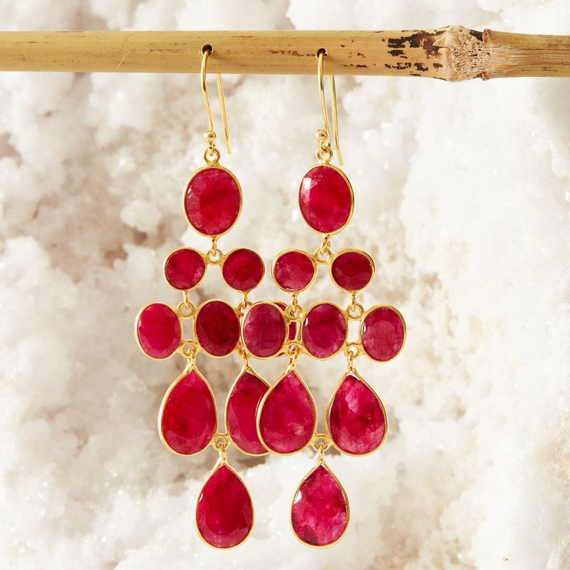 Ruby Gold chandelier Earrings