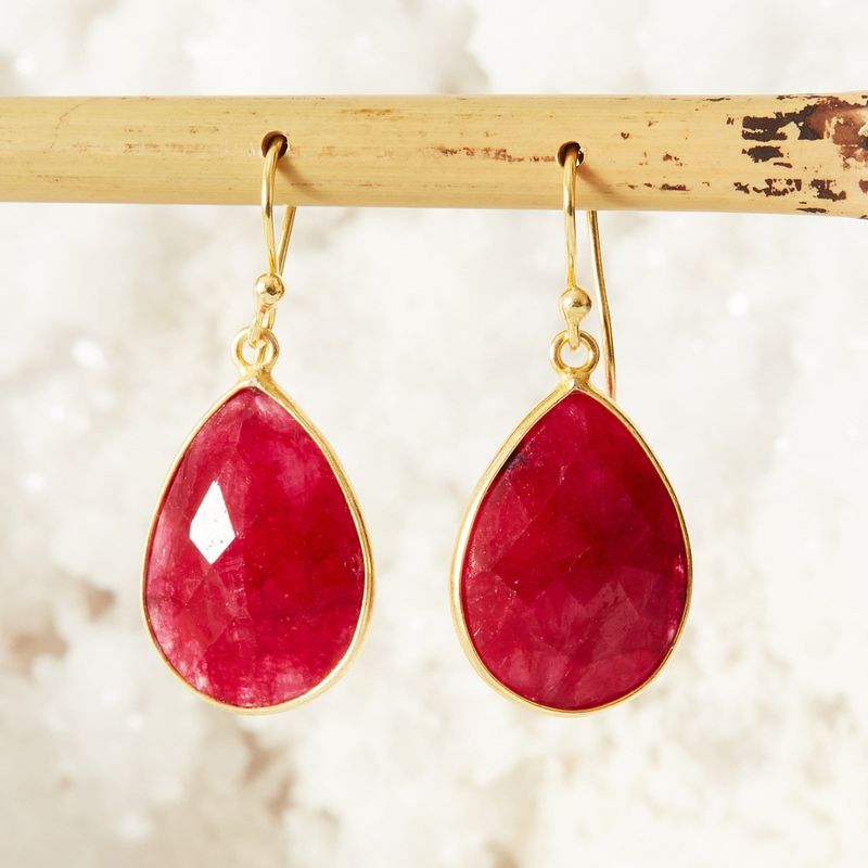 Ruby Teardrop and Gold Earrings