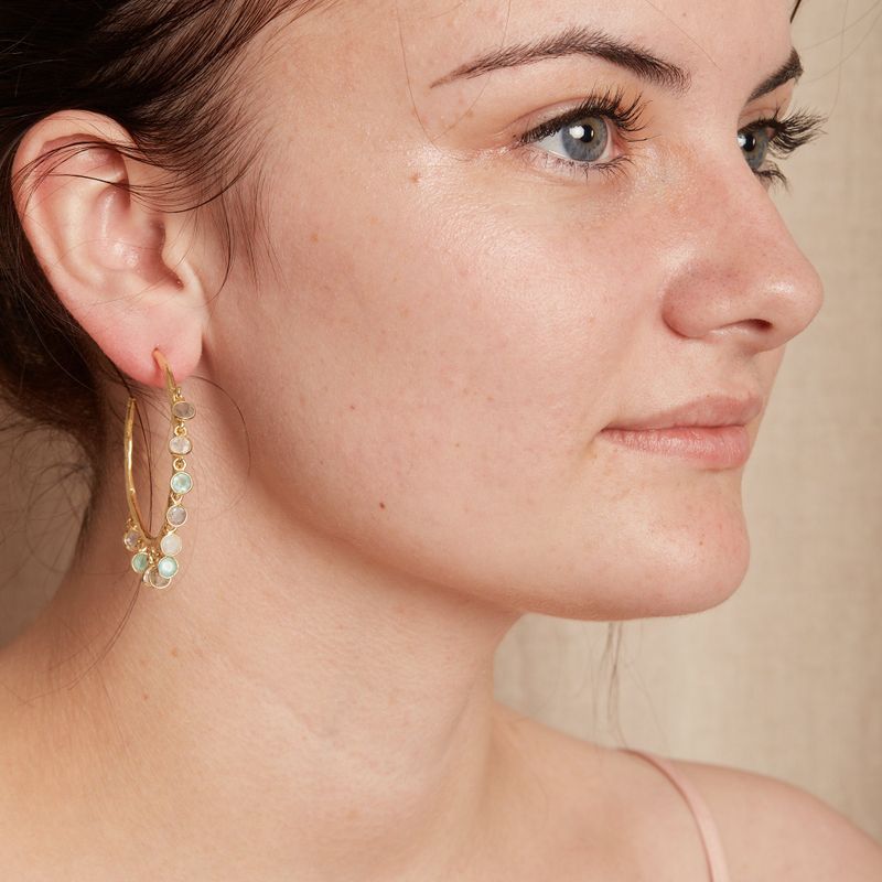 Blue Gemstone Hoop Earrings