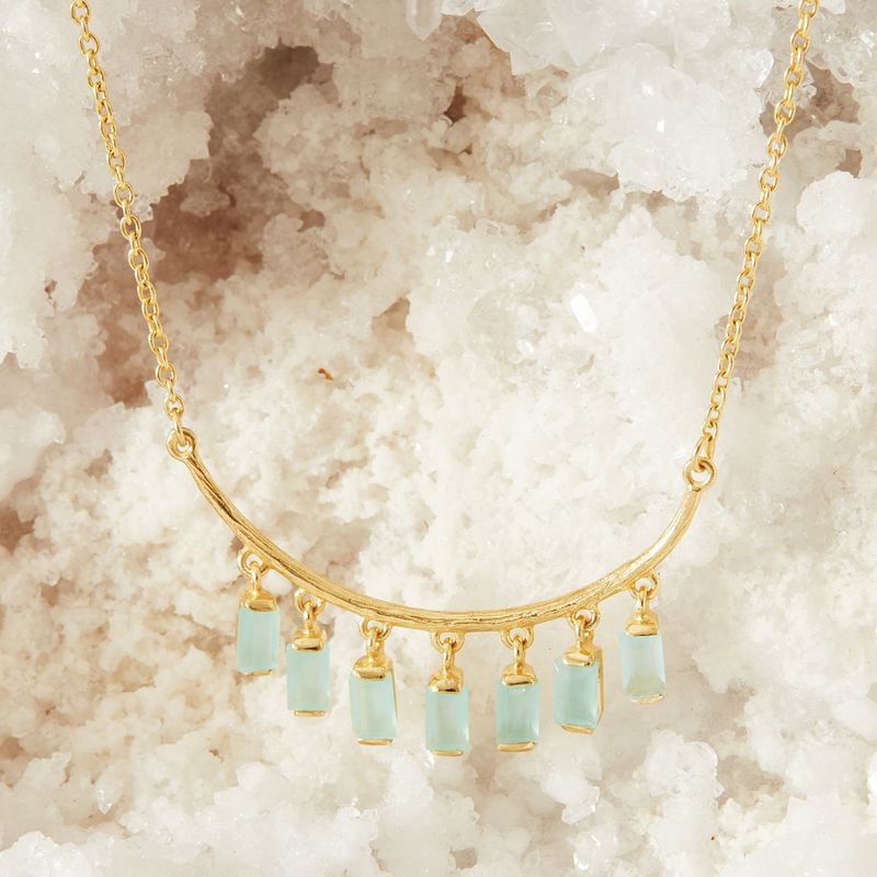 Aquamarine Gold Charm Necklace