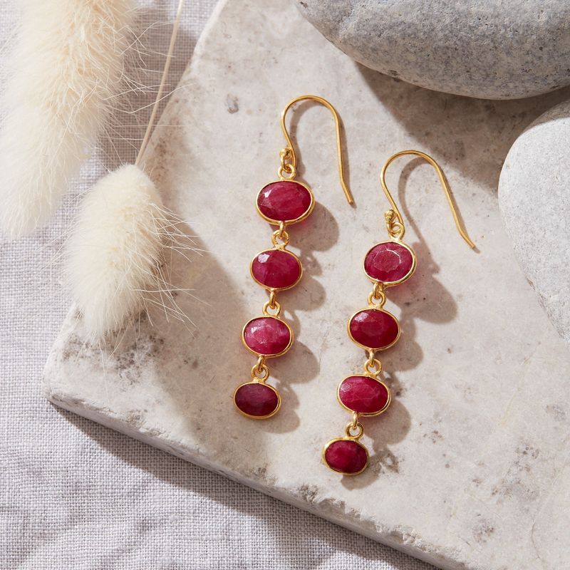 Ruby pebble drop earrings