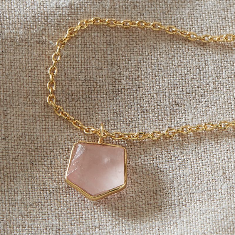 Pink Rose Quartz Pendant Necklace