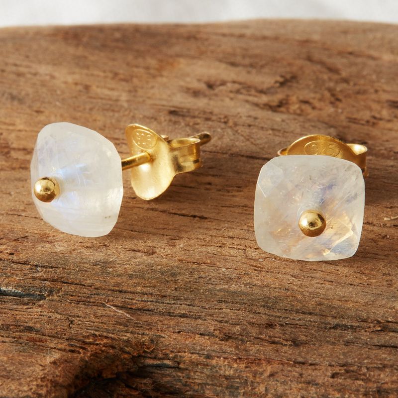 Moonstone Gold Stud Earrings
