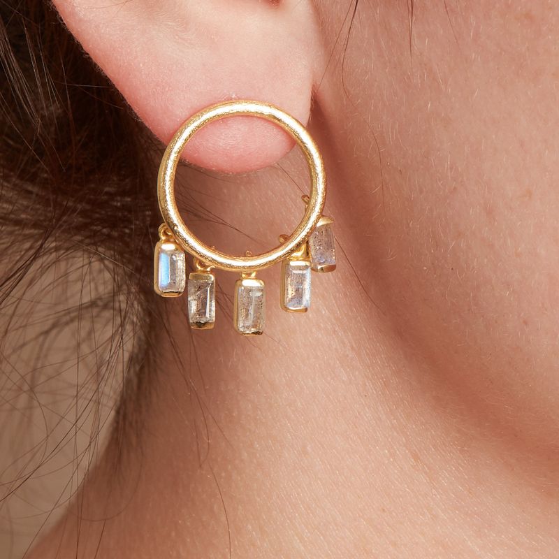 Labradorite Gold Hoop Earrings