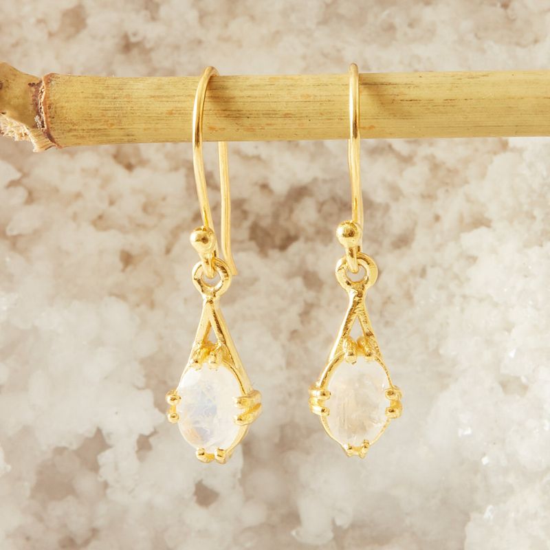 Moonstone Gold Drop Earrings