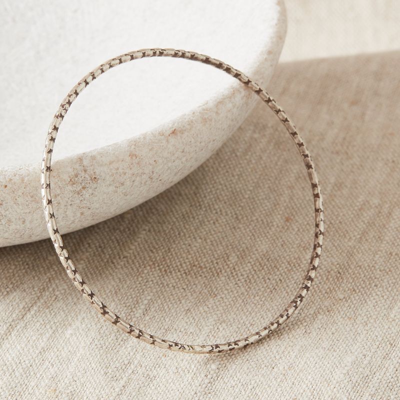 Textured Silver Skinny Stacking Bangle